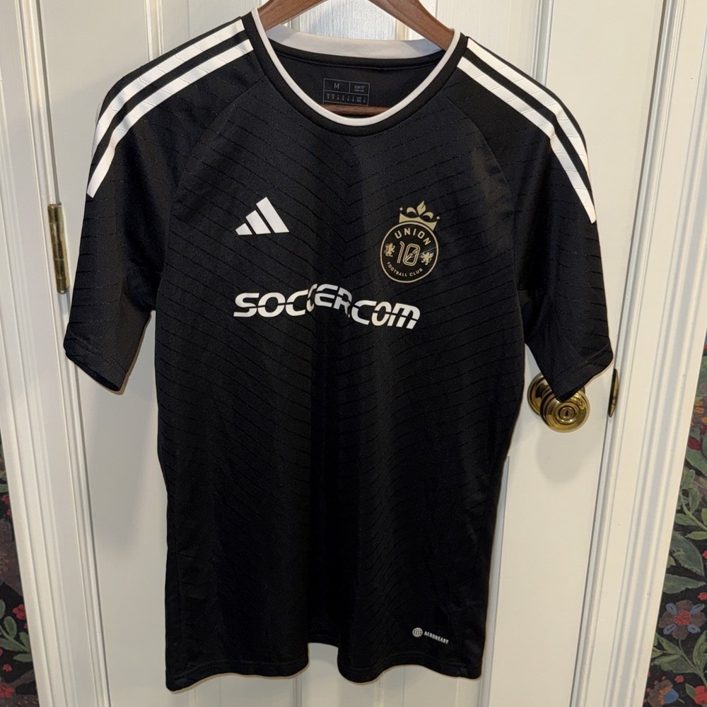 Adidas Men's Slim Fit Union Football Club Black Soccer Jersey Medium Aeroready 9
